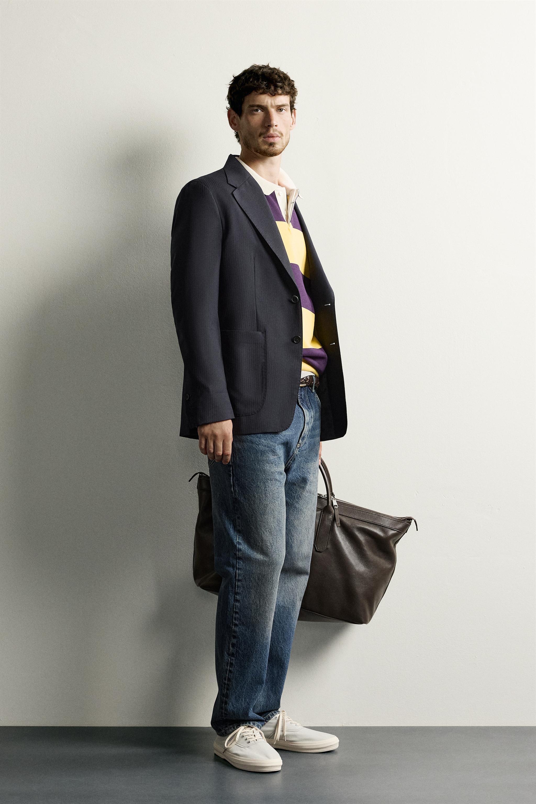 100% WOOL STRIPED BLAZER